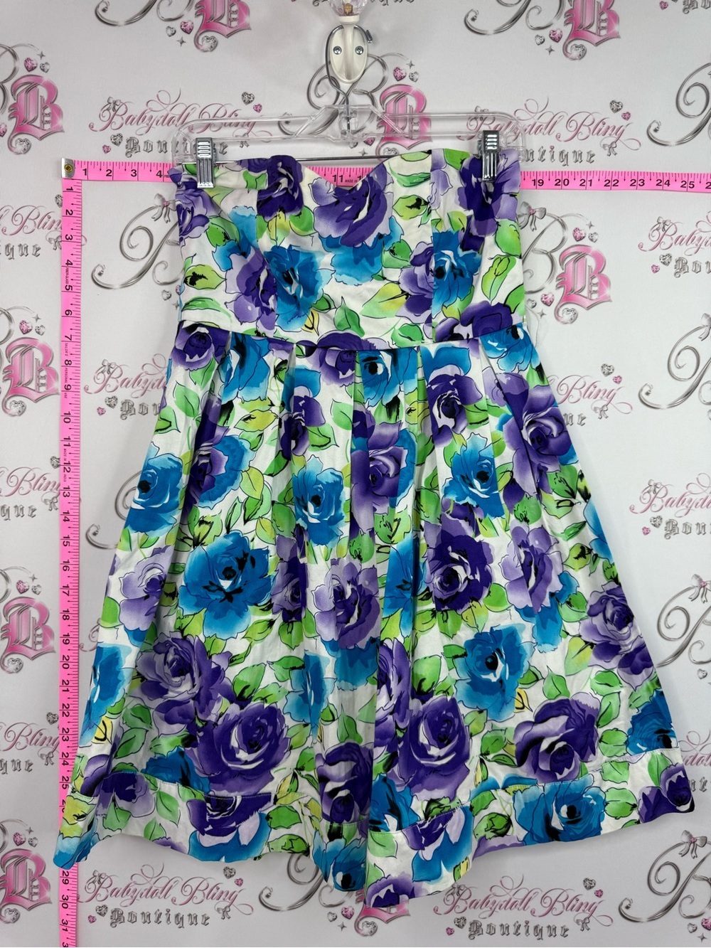 Wildcat dress neon Strapless Floral Party Dress in Blue, Purple & Green